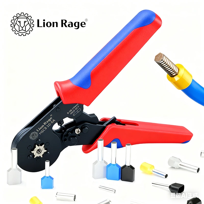 كماشة تجعيد الطويق HSC8 10-6 - مكشكش طرفي معزول بالضغط البارد الاحترافي للإصلاحات المنزلية والكهربائية