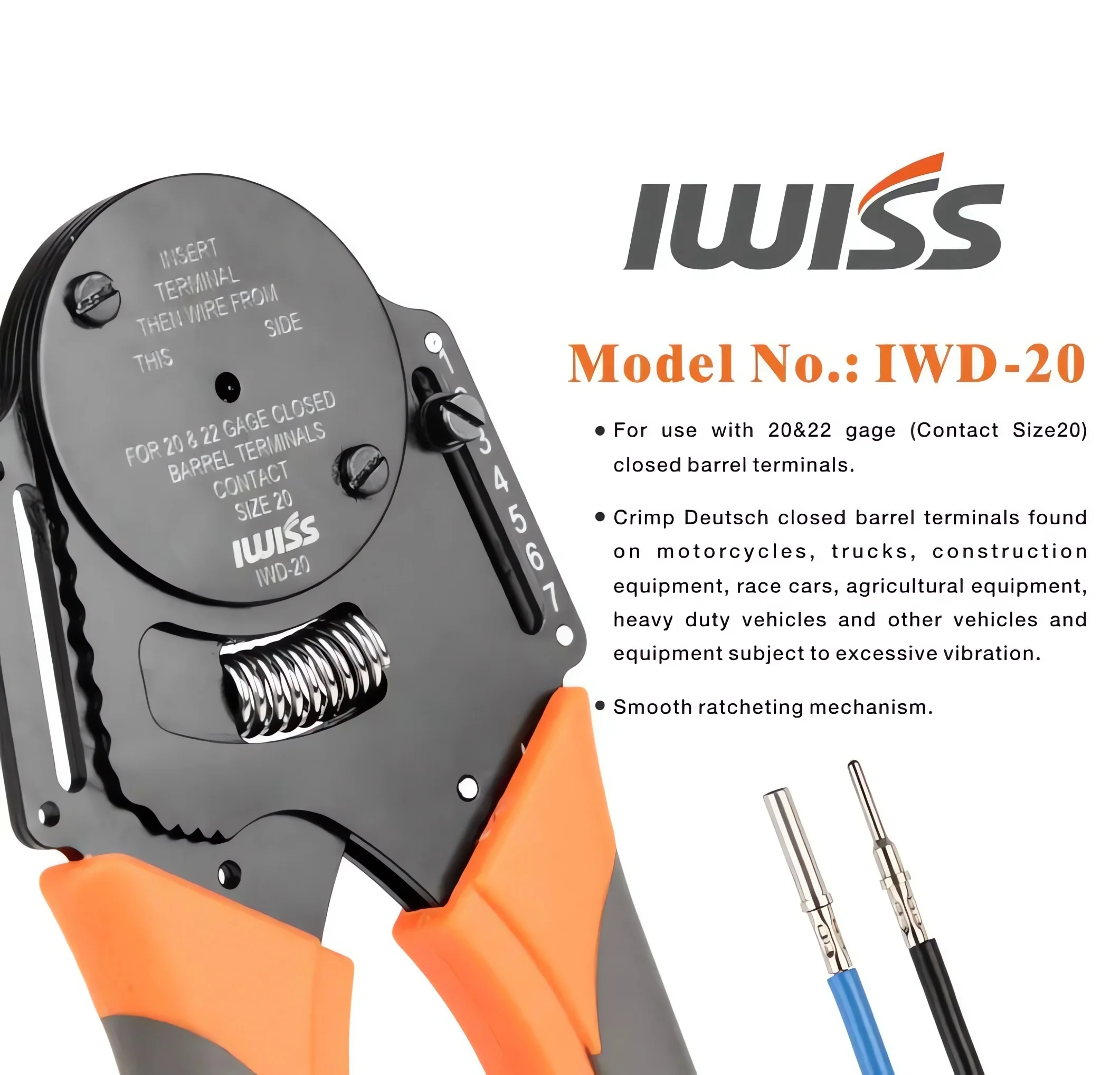 IWD-12/16/20 موصل مغلق برميل صغير العقص كماشة تشكيله محطة الذكور والإناث دبوس المكشكش أداة #6