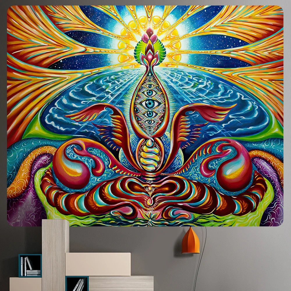 Demon Eye Home Art Tapestry Psychedelic Scene Bohemian Decoration Tapestry Hippie Yoga Mat Bedroom Sheet Sofa Blanket