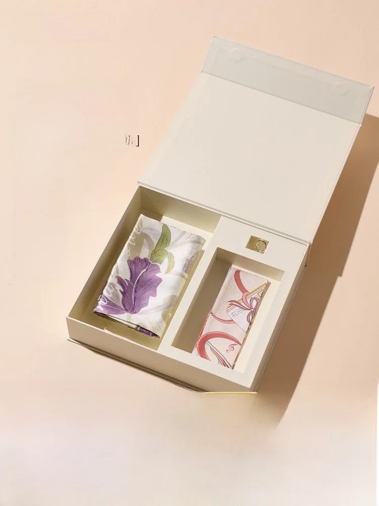

Xinuosichou Silk Scarf with Ribbon True Silk Scarf Gift Box for Elders High End Gift Square Scarf Versatile Fashion ...