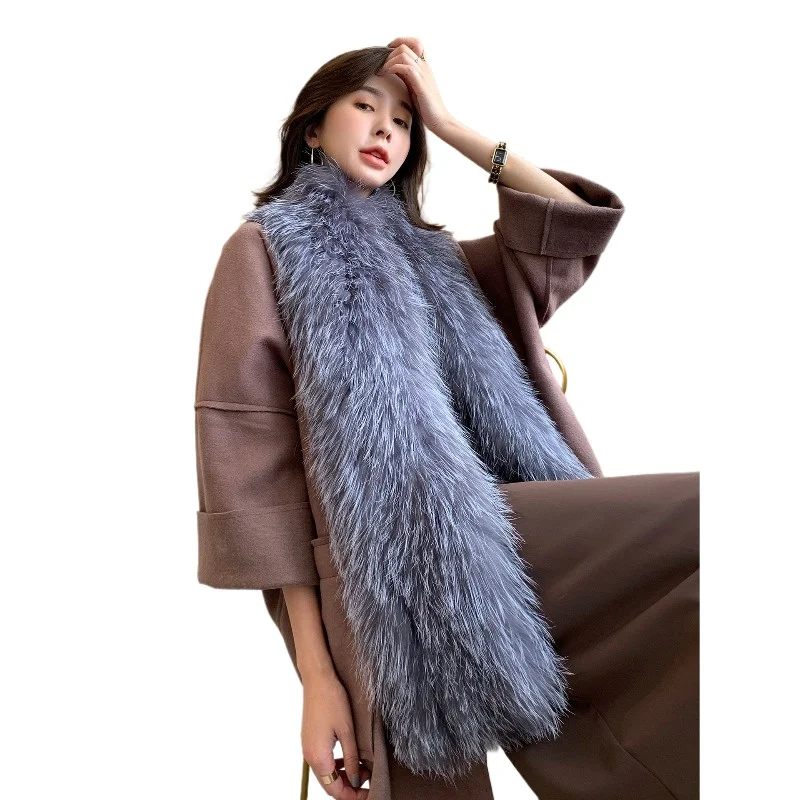 

Korean version of fox hair woven long scarf women's versatile fur scarf winter double-sided thickened warm real fluff