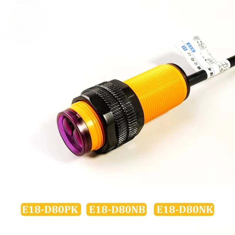 E18-D80NK Diffuse Reflection Sensor NPN Normally Open Transducer Infrared Photoelectric Switch Proximity Obstacle Avoider 36V