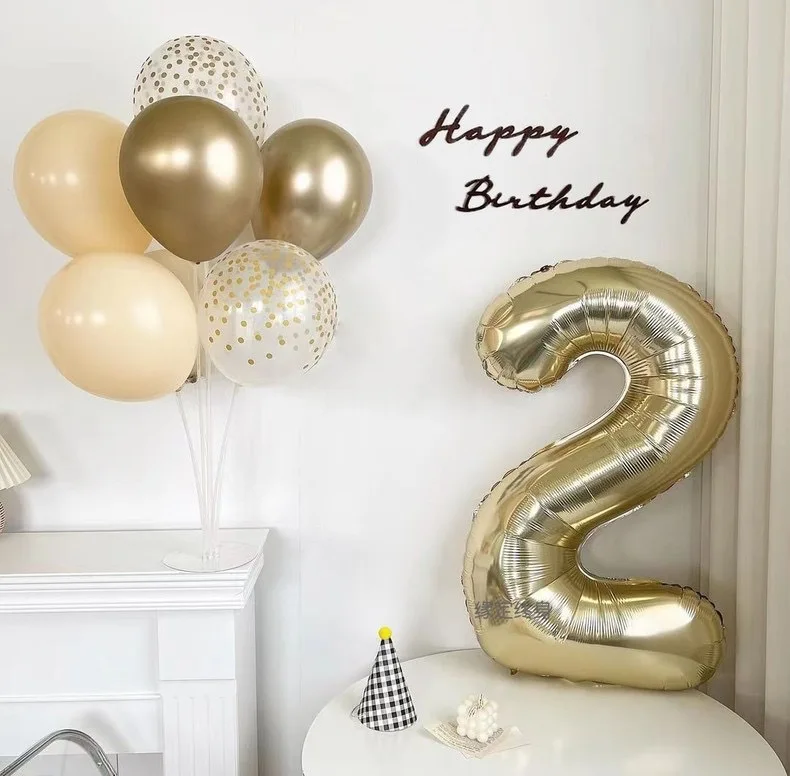 Geburtstagsballon mit Champagner-Gold-Zahlen, 101,6 cm, große Chrom-Gold-Zahlen-Folienballons für Geburtstag, Neujahr, Jahrestag, Dekoration – Detail 8