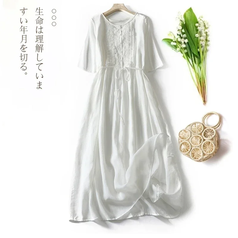 sachin and babi light blue dress New Ruffled Cotton And Linen Summer Dresses Woman Female White Loose Casual  Long Dress Pocket Lace-Up Maxi Dress Women Robe