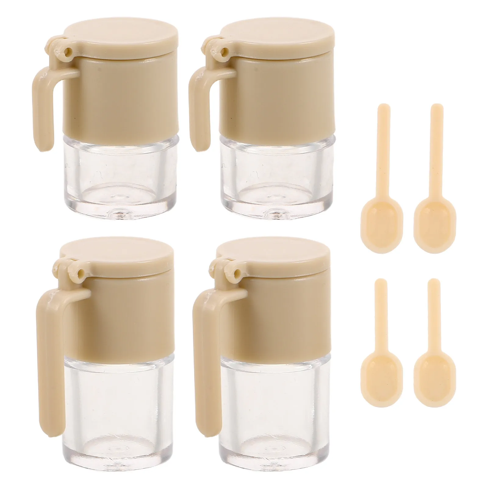 

Набор из 4 миниатюрных баночек для приправ с реалистичным дизайном для кукольного домика: мини-контейнеры для масла, специй, сахара и соли