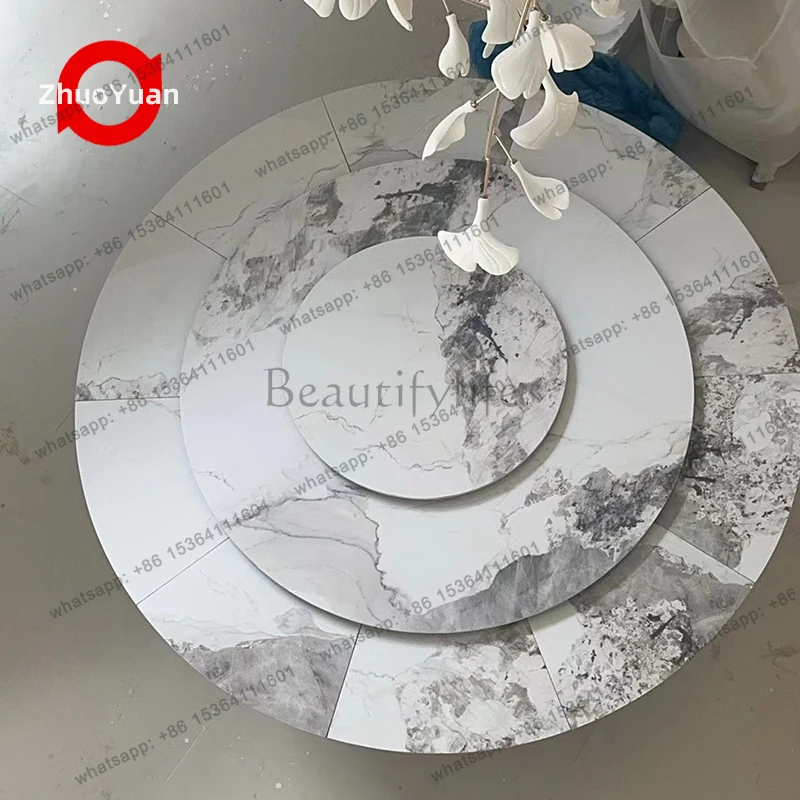 High Quality Rotating round table Fletcher Extendable Dining Table Solid Wood Table for Home Dining Room Furniture 12 14 seaters