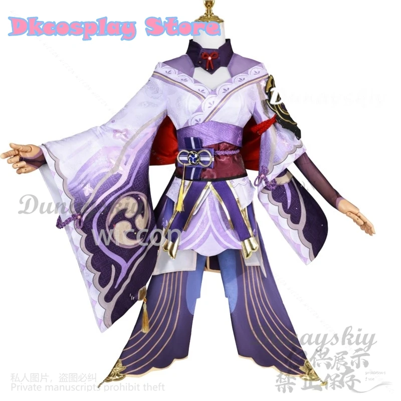 Anime Game Genshin Impact Cosplay Raiden Shogun Kostuum Japanse Kimono Lolita Jurk Pruik Schoenen Voor Vrouw Halloween Kerst