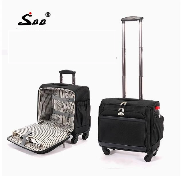 

Men Spinner Travel Luggage Suitcase 18 Inch Business Travel Luggage Bag On Wheels Trolley Bag Men laptop Rolling luggage Bags