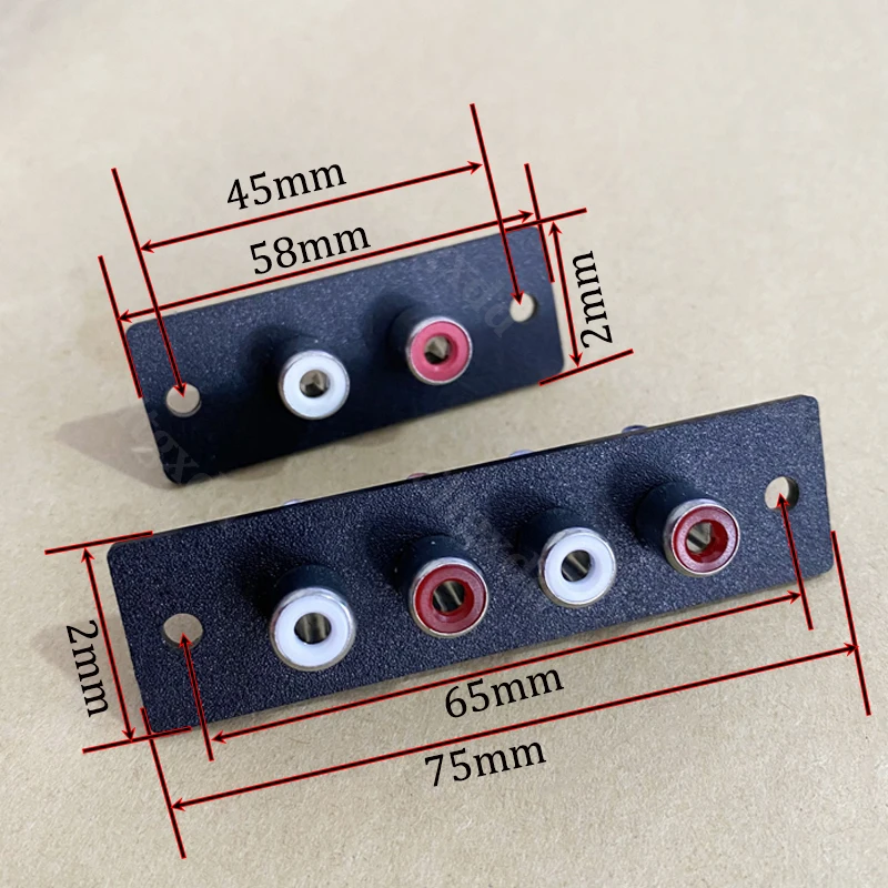 1 Stück 2/4-Port RCA-Buchse, Panelmontage, Audio-Anschlussplatine, AV-Lotus-Stecker, Chassis-Eingangsanschluss für Verstärker, Lautsprecher, DIY – Detail 2