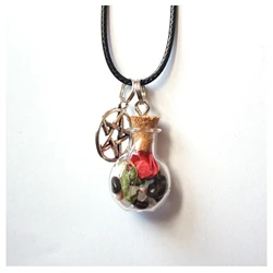 Love and attraction sort necklace pentacle amulet talisman magic jewel spell jar witch pot stones plants salt vial