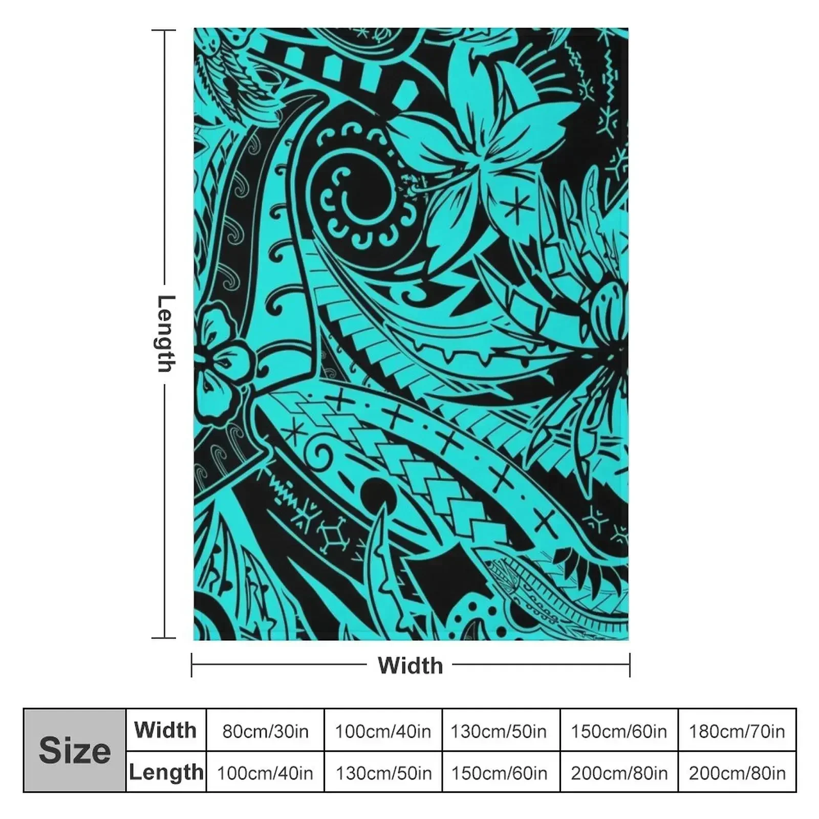 Polynesian Tribal Teal Collection Throw Blanket couch cozy soft plush fuzzy picnic outdoor blanket