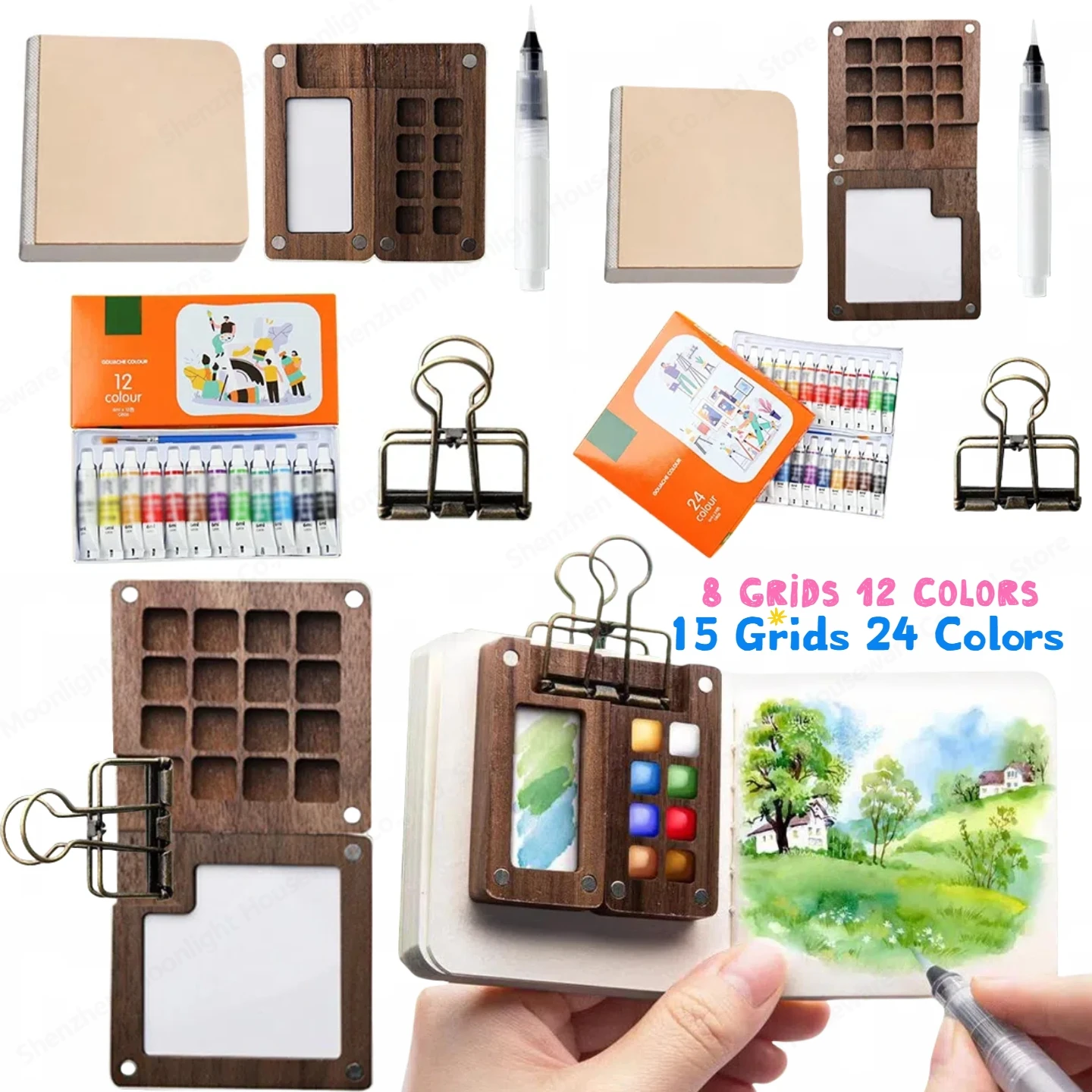 

Travel Paint Palette Pocket Artist Watercolor Set Mini Watercolor Palette Set Portable Watercolor Set for School Students