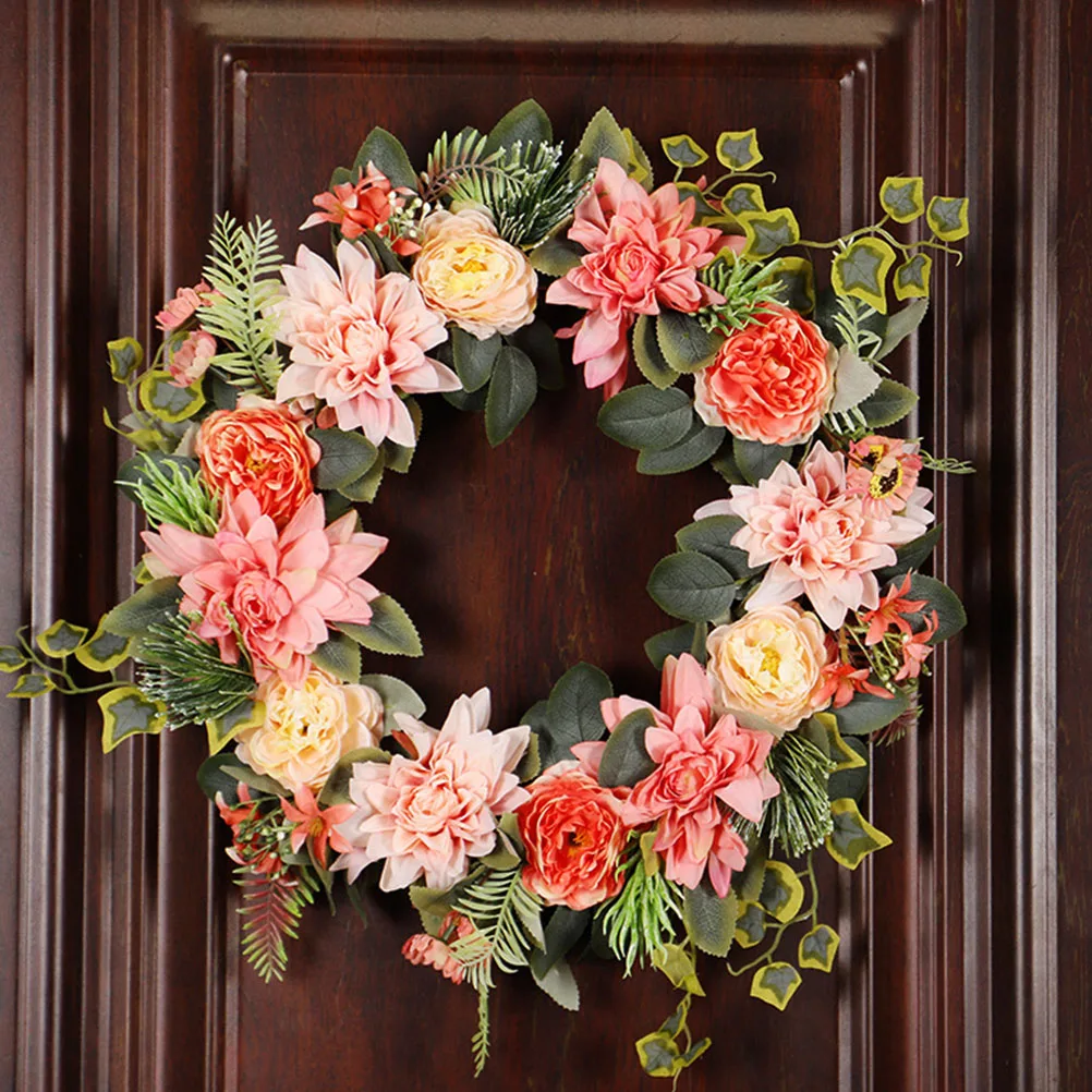 

1pc Orange Dahlia Lifelike Door Wedding Home Decoration Decorative Door Garland Hanging Wreath Fake Flower Garland