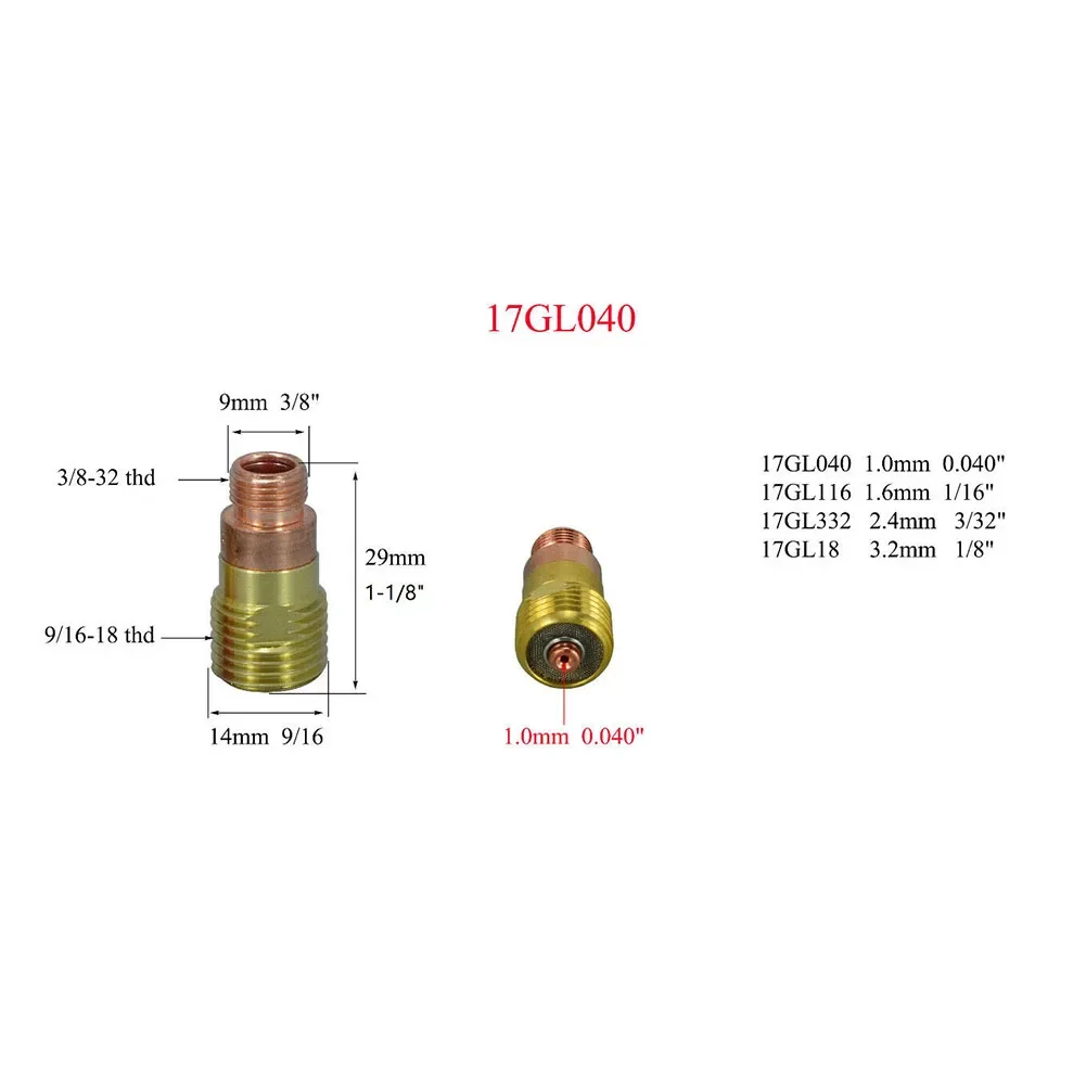 5 Set TIG Gas Lens 17GL040 0.040' 10N22S Collet Kit For SR For WP 17 18 26 TIG Gas Lens Welding Accessories