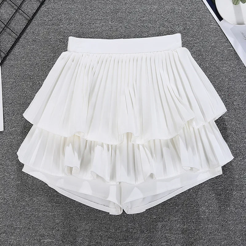 Sweet Kawaii Tiered Ruffled Mini Skirt High Waist Layer Flowy Chiffon Short Skirt Summer Spring Women Soft-Girl Fairycore Outfit