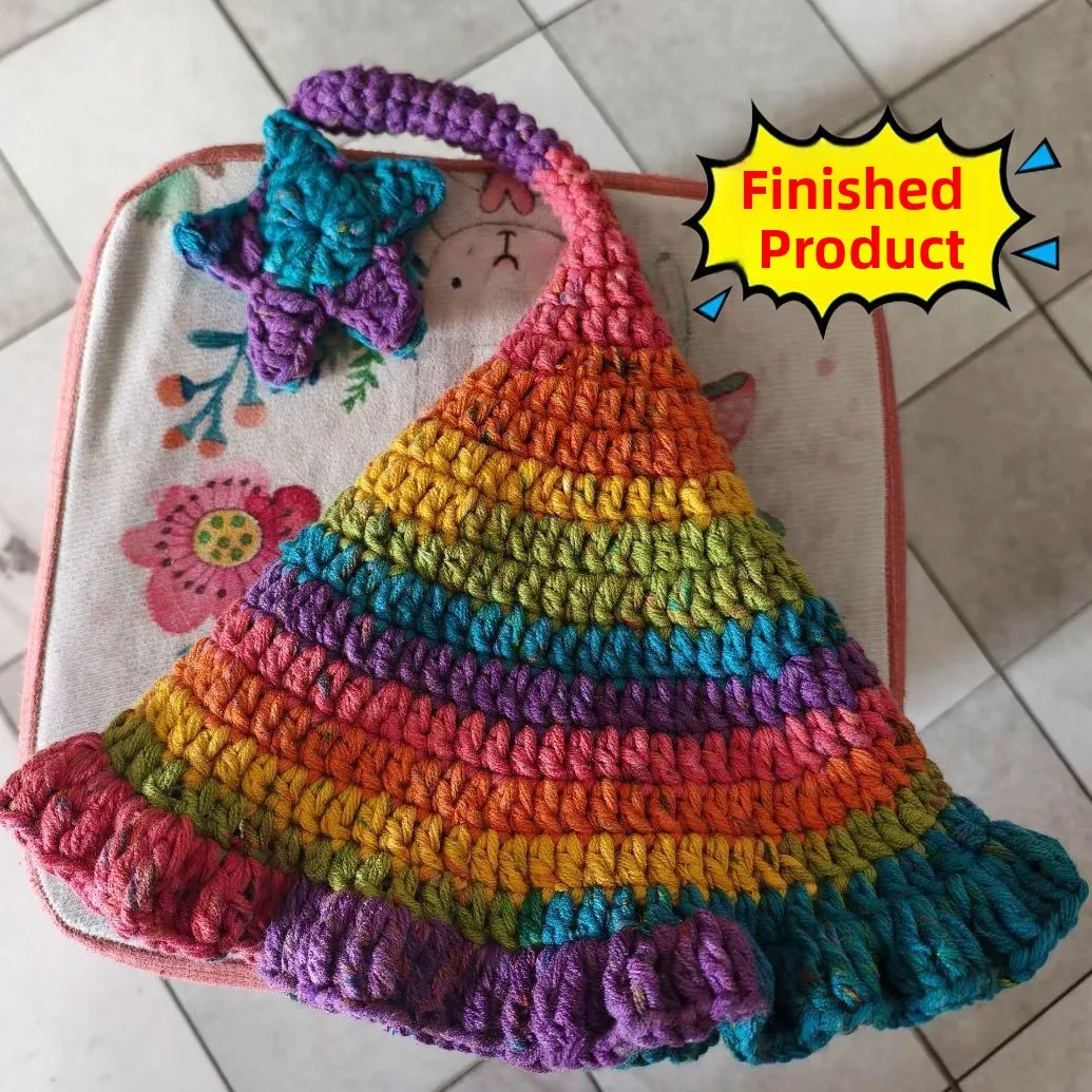 2025 New Year Cute Elf Hat DIY Material Kit Hand Knitted Wool Needle Wizard Hat Children's Gift