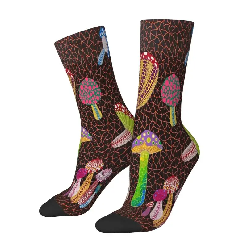 Harajuku Yayoi Kusama Toadstools Abstract Art Socks Men Women Warm 3D Printing Football Sports Crew Socks