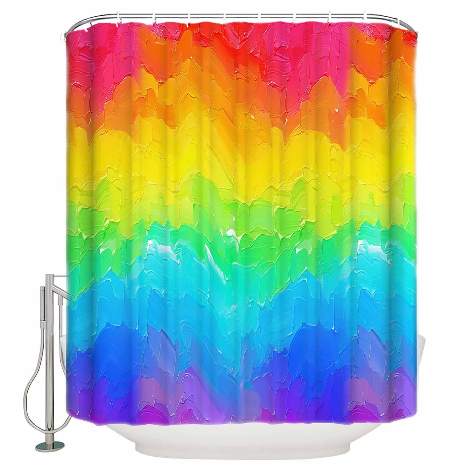 Rainbow Watercolor Gradient Shower Curtains Waterproof Bath Curtains Home Decor Modern Luxury Bathroom Curtain