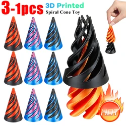 3-1pc 3D Printed Spiral Cone Toy Impossible Pyramid Passthrough Sculpture Pass Through Pyramid Fidget Anti Stress Toy for Kids A