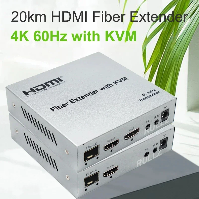 

4k 60 Гц KVM HDMI удлинитель по оптоволоконному кабелю LC одноъядерный одномодовый 20 км передатчик и приемник аудио экстрактор видео конвертер