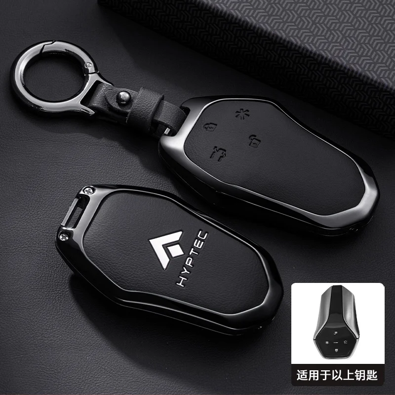 Capa de chave de carro de liga de zinco de alta qualidade com acabamento em couro, adequada para GAC Aion Hyper GT HT Hyptec, acessórios automotivos para interior.