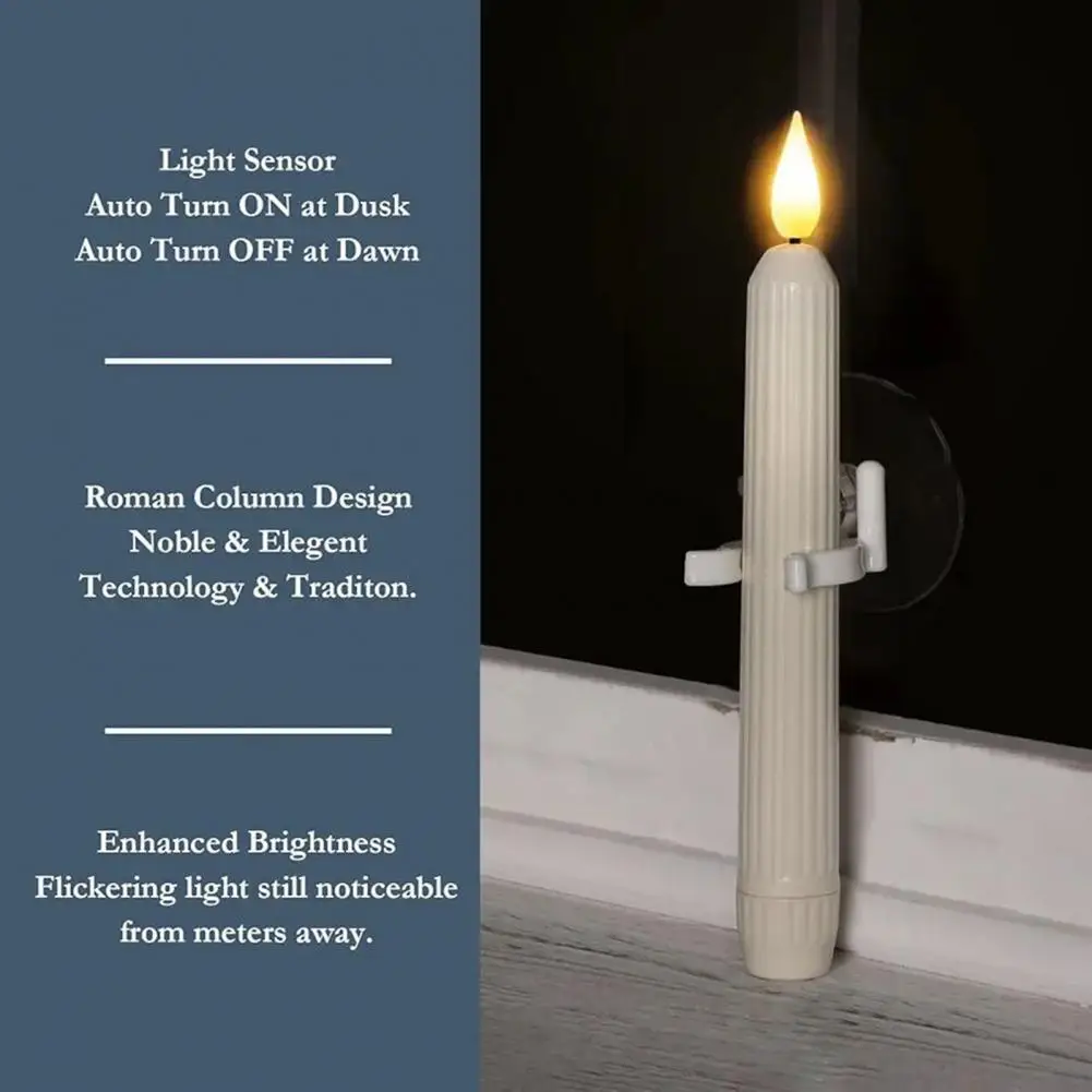 Lilin Jendela Tanpa Api Lilin Jendela LED Tanpa Api dengan Sensor untuk Dekorasi Natal Lampu Kolom Lancip dengan Cup Penghisap