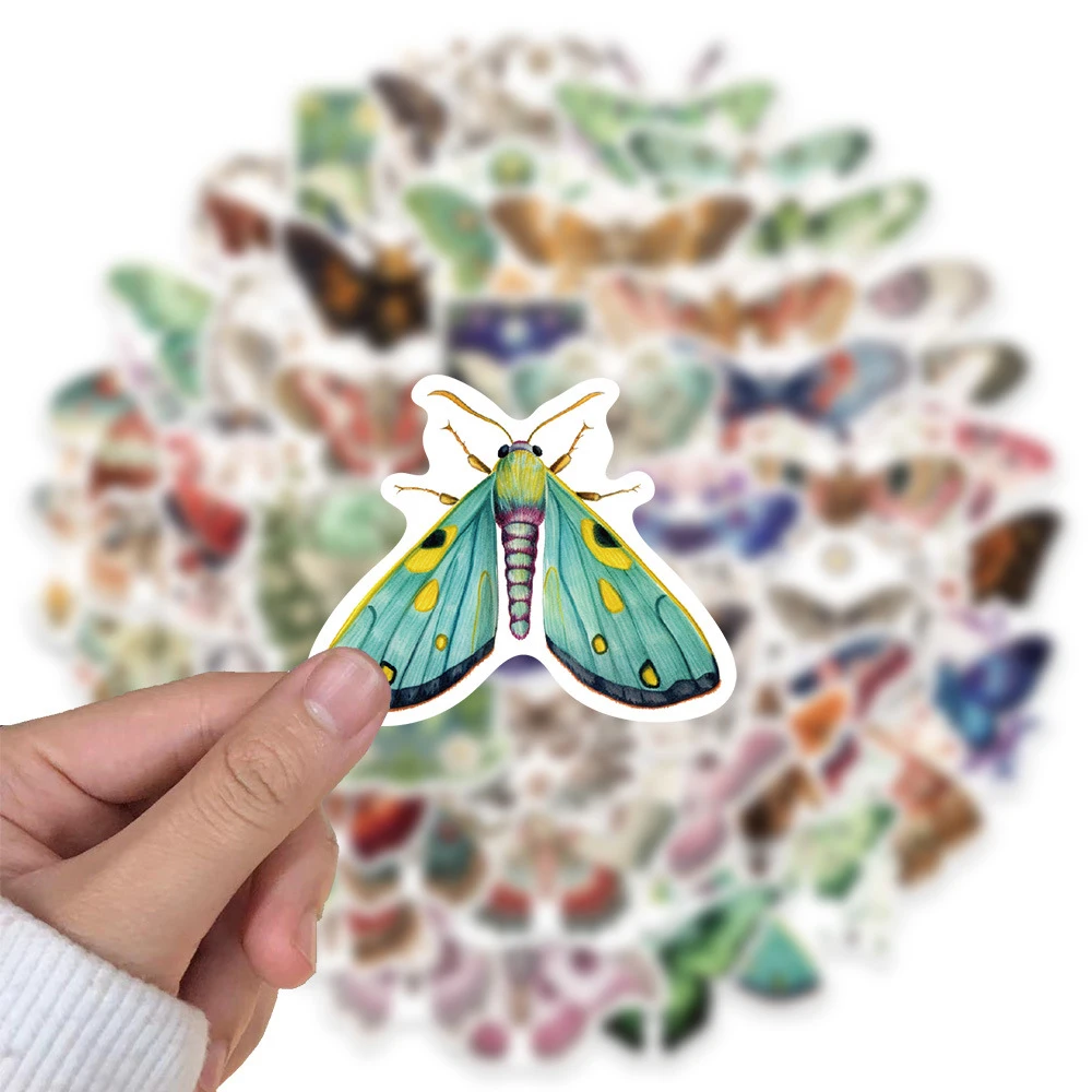 

10/30/50pcs Creative Moth Art Stickers Cartoon Animal Sticker Waterproof Laptop Luggage Notebook Phone Decals Fun for Kid Toys