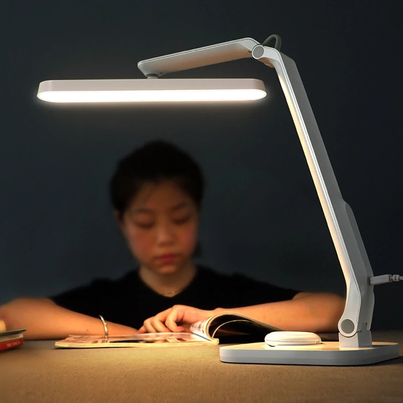 

360-degree Adjustable USB LED Desk Lamp Eye-Caring Office Light Rechargeable Touch Control Stepless Dimming Reading Table Light