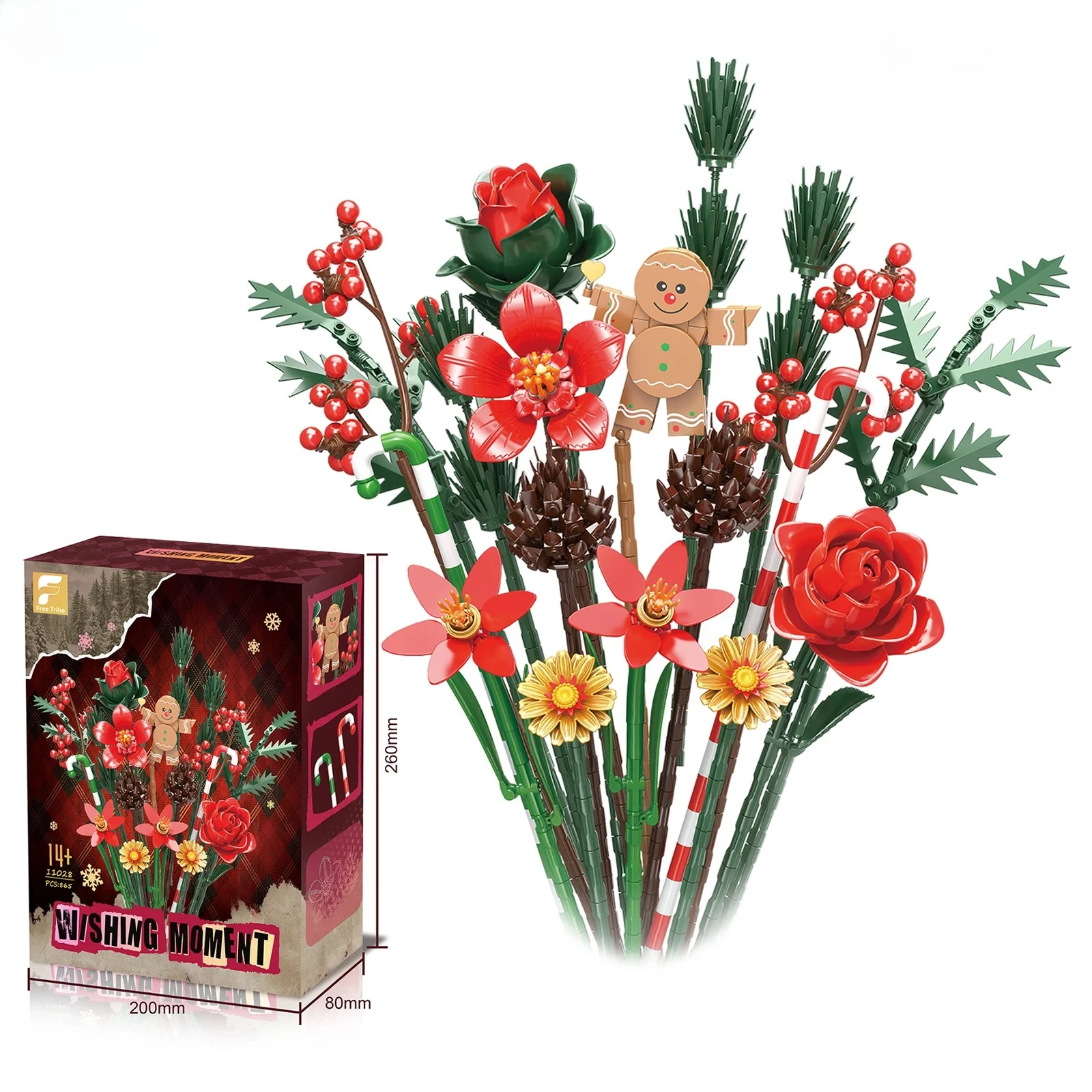 

865 шт. MOC Wishing Moment строительные блоки Рождественский букет праздничные украшения реквизит для фотосессии сборная игрушка романтический подарок для девочек