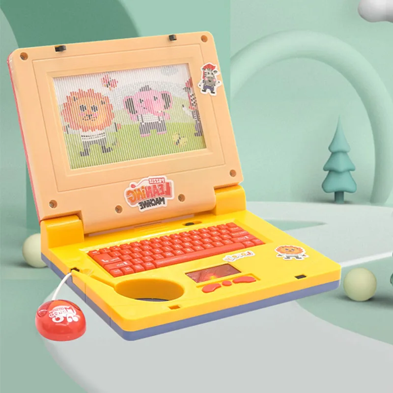 Mini simulação notebook luz música dos desenhos animados computador iluminação das crianças portátil educação multi-função brinquedos eletrônicos