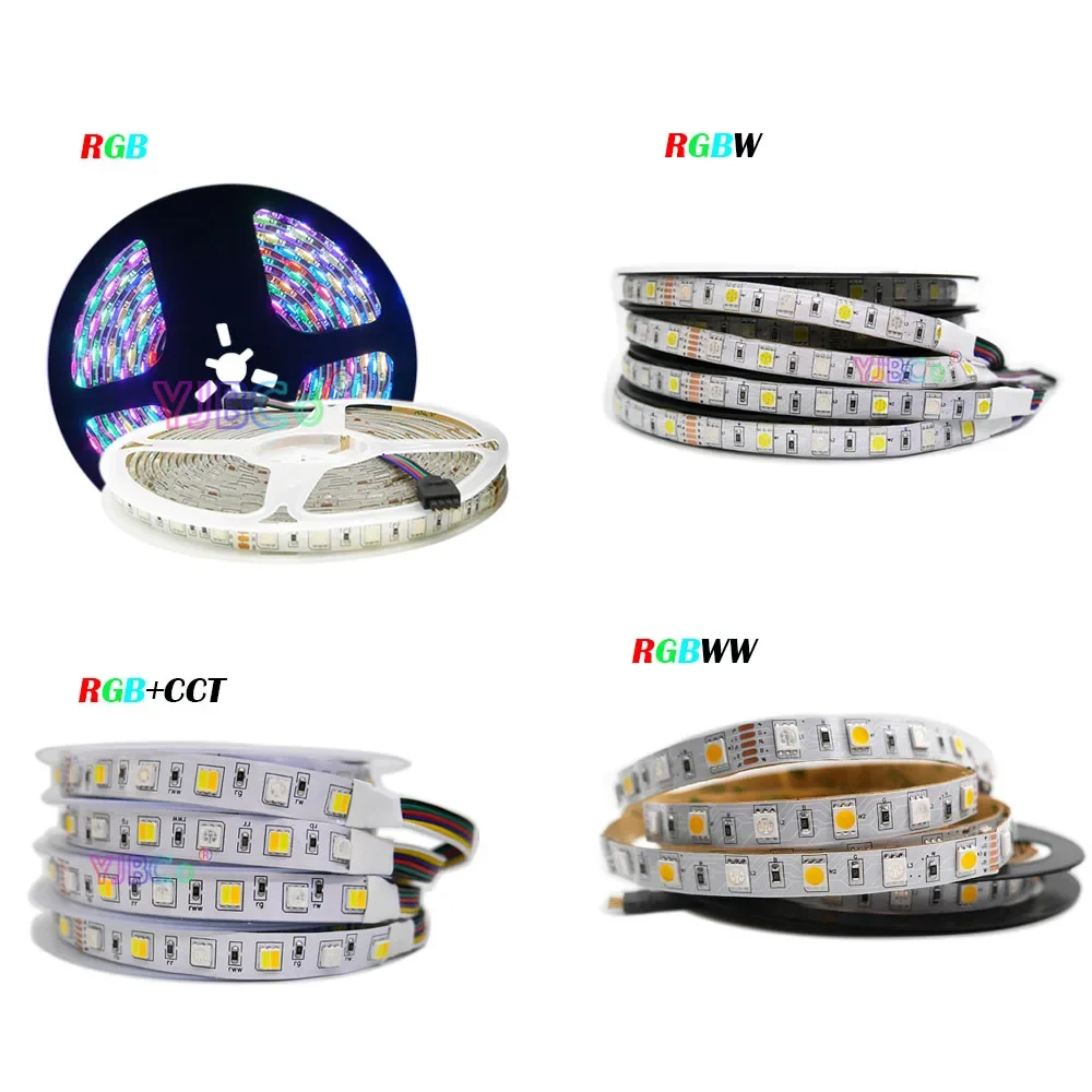 

12V DC 5M RGB/RGBW/RGBWW/RGB+CCT LED Strip 60LEDs/m SMD 5050 RGB Flexible Light bar RGB Lamp Bar RGBCCT lamp Tape IP30/65