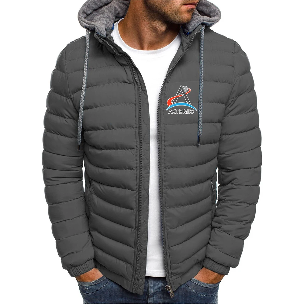 Autumn And Winter Best Seller Men's Cold Protection Cotton-padded Jacket 2026 Artemis Program Logo Print Premium Coat Hoodies