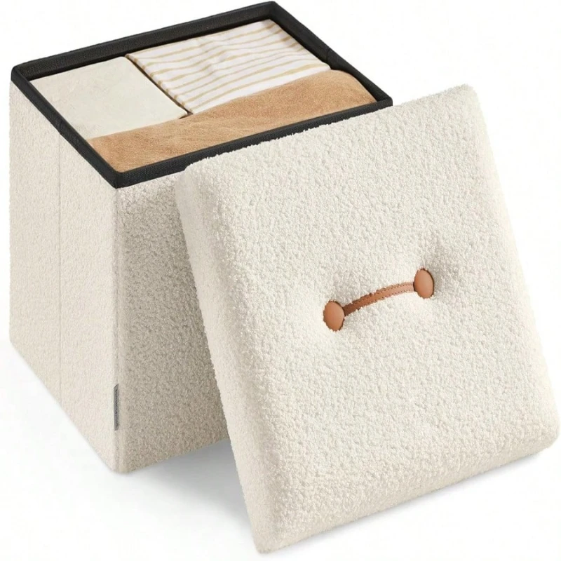 Small Folding Storage Ottoman Foot Rest Stool with Storage 286 Lbs for Living Room Bedroom Dorm