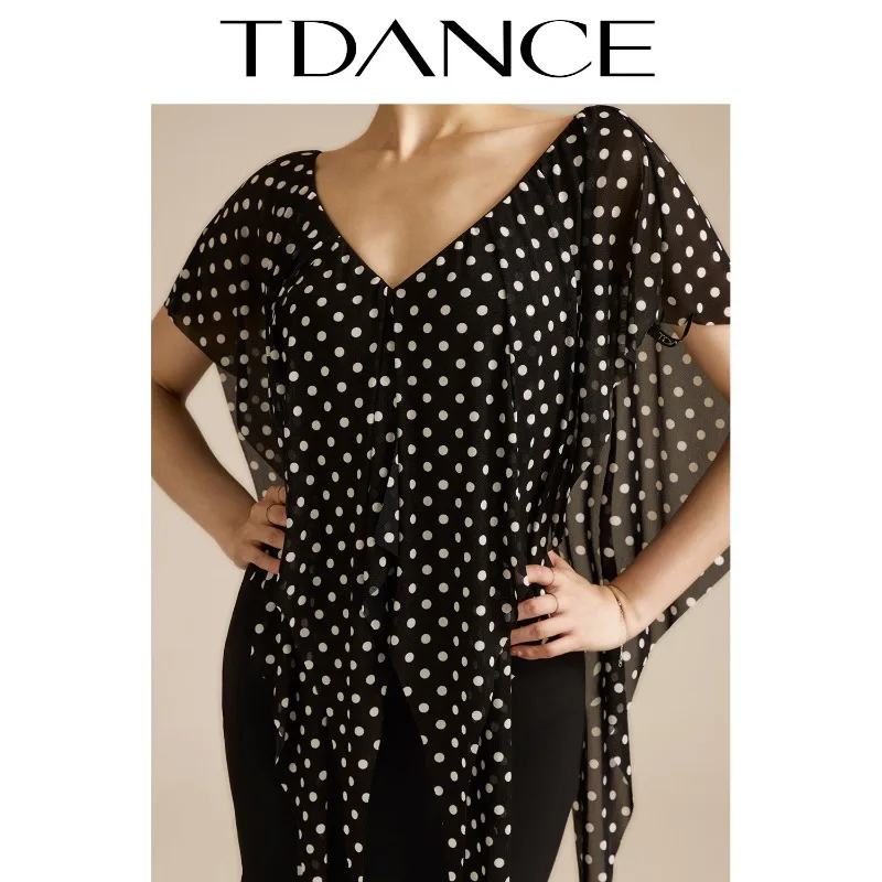 Customized TDANCE Modern Latin Practice Dress [Wave Point Floating Piece Jumpsuit] Advanced and Elegant Teacher JM-317