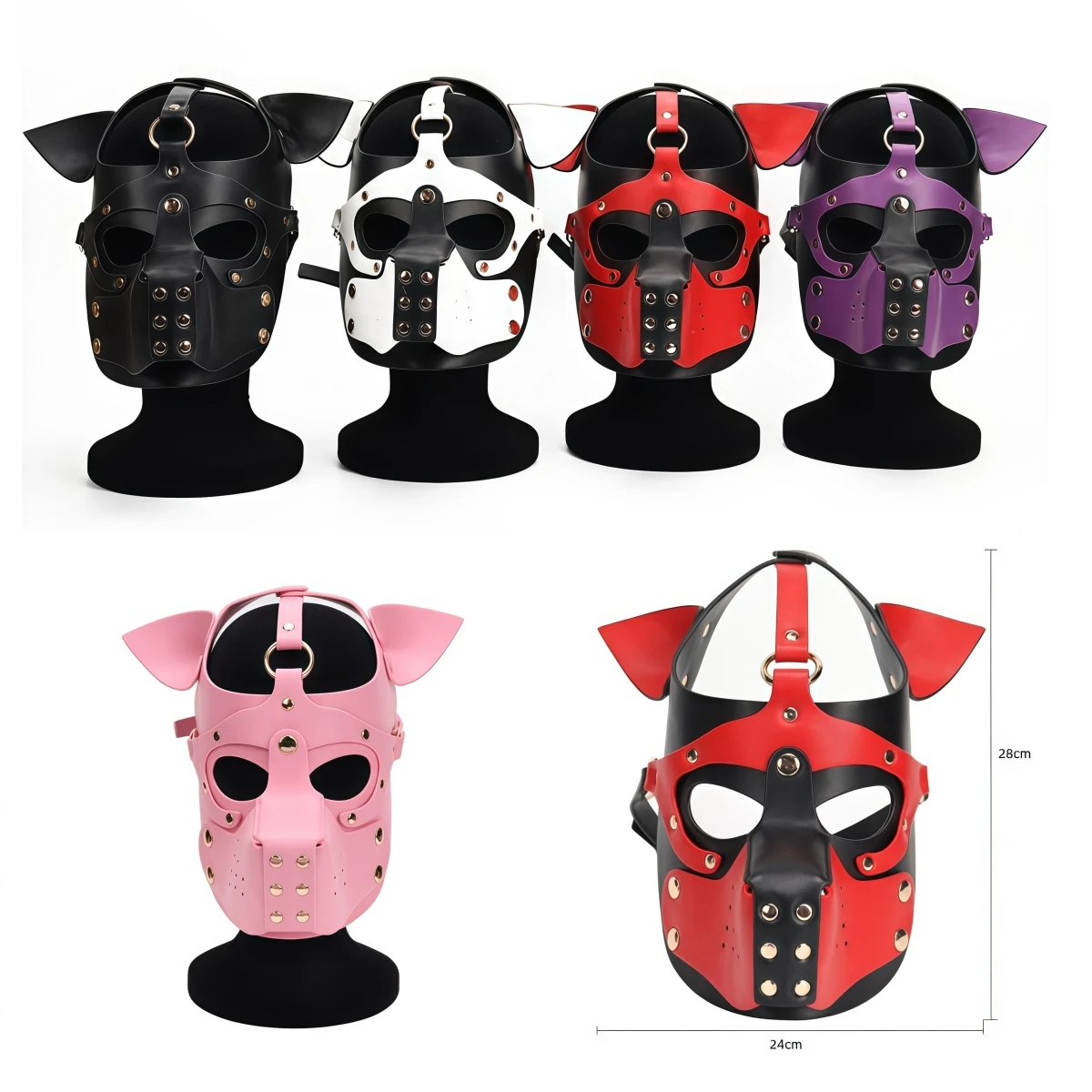 Nouveau PU chien visage complet Sexy chiot jouer masques Cosplay Costumes de fête des hommes femmes capuche Punk masque RolePlay cuir fétiche couvre-chef