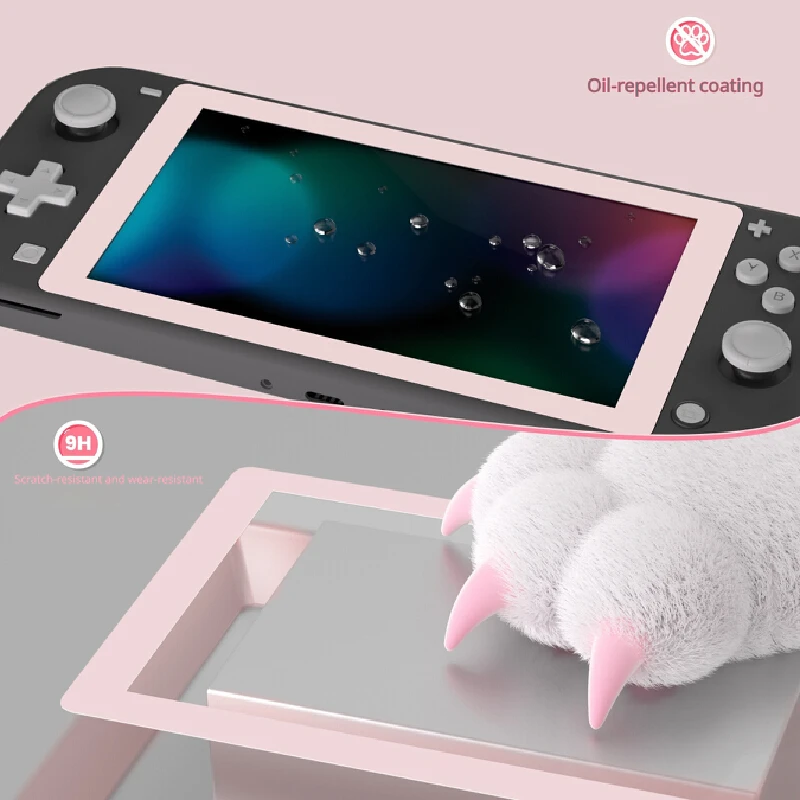 2pcs Pink Border Tempered Glass Protective Film Full Cover Screen Guard Anti Scratch Protector For Portable Handheld Game Device