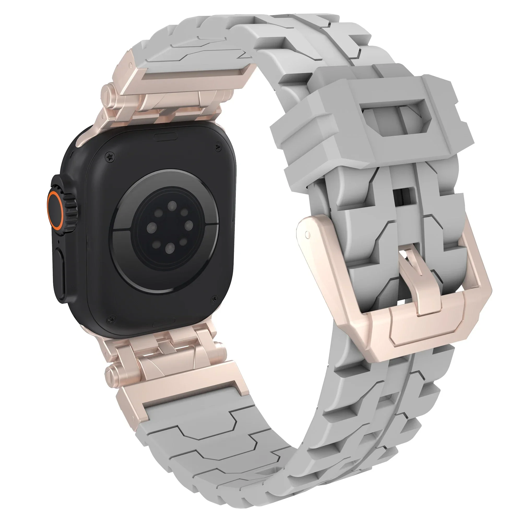 Silicone Strap for Apple Watch Ultra 2 Band 49mm Series 10 46mm 45mm 42mm 44mm Mech Style Watchbands iWatch 10 9 8 7 6 5 3 SE2