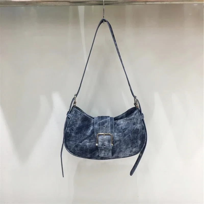 

Retro Imitation Fabric Underarm Bag Temperament Belt Buckle Spicy Girl Single Shoulder Crossbody Bag Fashion Trend Crossbody Bag