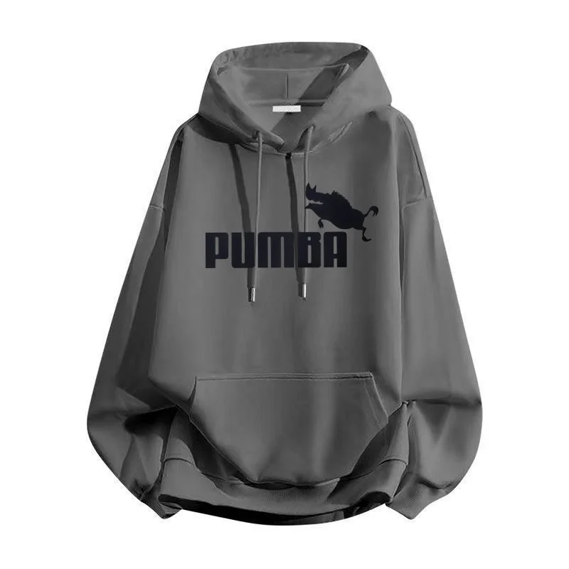 Vintage Wild Boar Letter Print Hoodie For Men Fleece Lined Soft Hooded Sweatshirt Casual Oversized Street Hoody