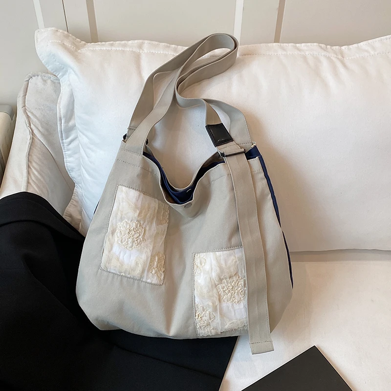 

2025 Large Capacity Solid Color Canvas Sweet Youth Women's Shoulder Bags Large Capacity Versatile Casual Crossbody Bags