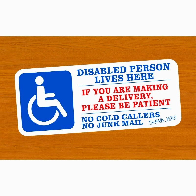 Car decoration stickers FOR Disabled Person Lives Here No Junk Mail Front Door Letter Box Sticker Sign + 20CM PVCKK