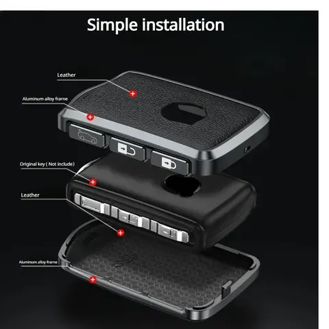 알루미늄 합금 가죽 자동차 키 케이스 커버 쉘 볼보 S90 S60 XC60 XC90 XC40 C40 V60 V90 T6 T8 자동차 액세서리 키체인