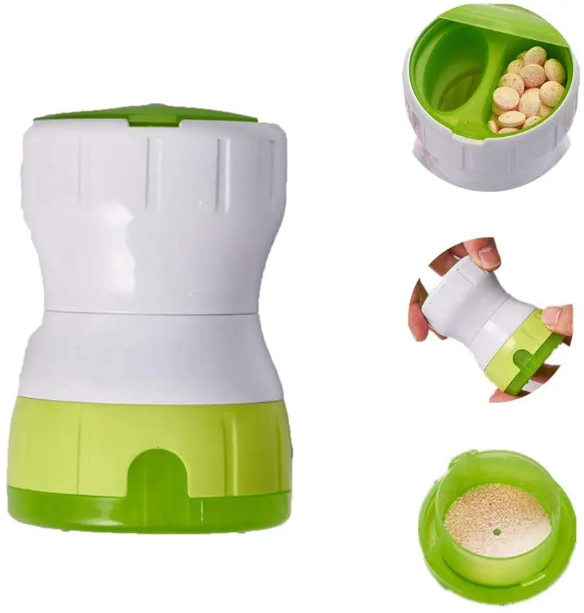 3 in 1Ceramic heart Grind and Pulverize Pills and Tablets to Fine Powder Pill Grinder Crusher Grinder with Pill Box Container