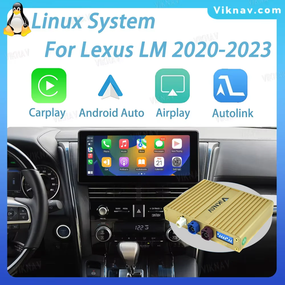 Viknav Linux Interface Box 12.3 Inch Screen For Lexus LM 2020-2023 Wireless Apple CarPlay Android Auto Only Support Original Car