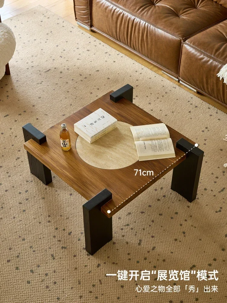 AAFangyuan Coffee Table Ancient Style Small Apartment Home Living Room New Solid Wood Retro Square Small Coffee Table