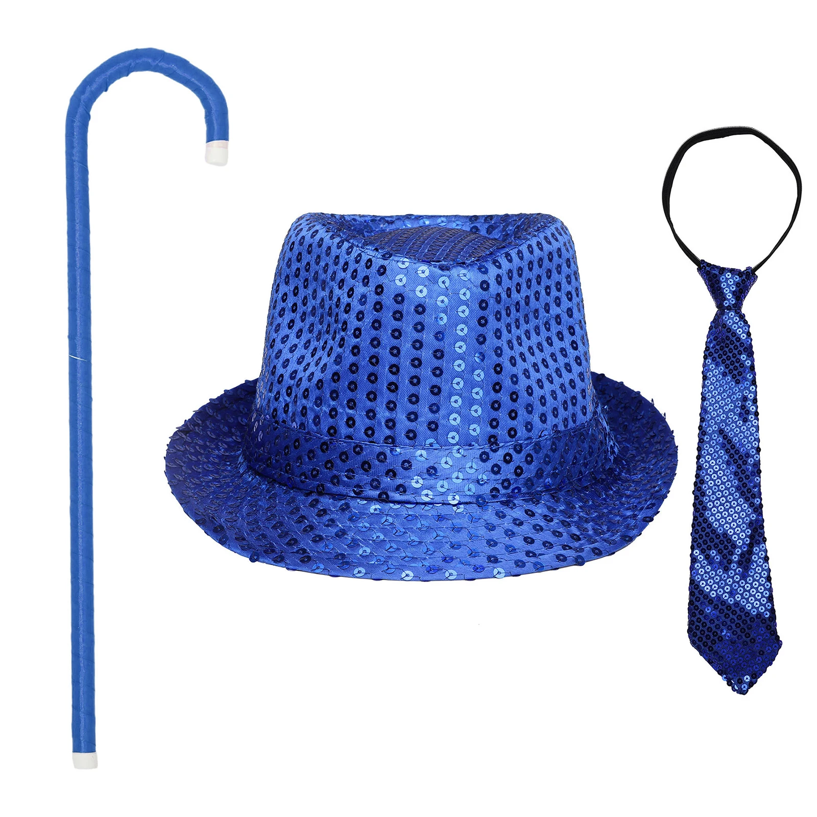 Chapéu bowler de lantejoulas hip-hop jazz dança boné sparking palco desempenho grânulo boné chapéu com gravata cana festa magia mostrar acessórios