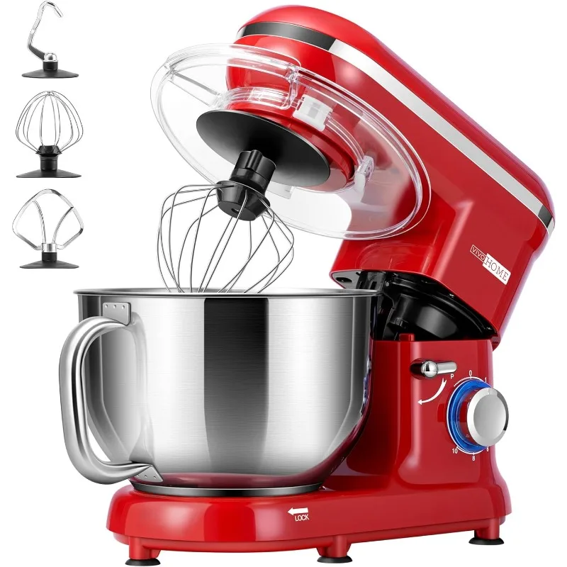 VIVOHOME Stand Mixer, 660W 10 Speed 6 Quart Tilt-Head Kitchen Electric Food Mixer with Beater, Dough Hook, Wire Whip and Egg