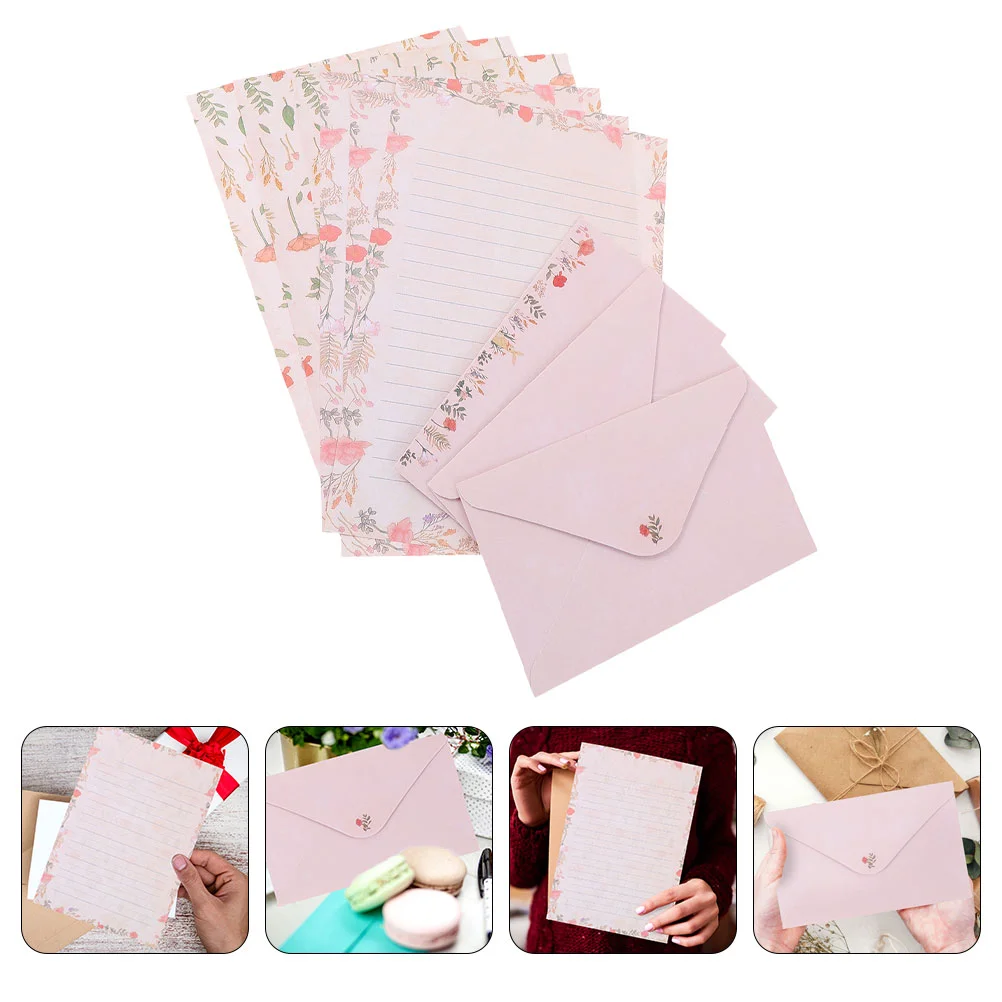 

5 Sets Flower Stationery Envelope for Letter Writing Invitation Paper Decorative Printer Envelopes