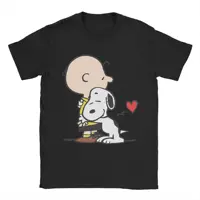 Camiseta novedosa con dibujos animados de Snoopy para hombre, camiseta de algodón con cuello redondo, camisetas de manga corta, Idea de regalo, ropa