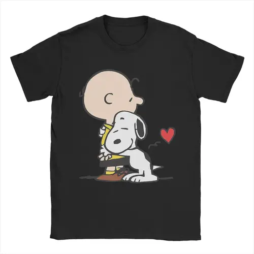 Imagen 1 del producto Camiseta novedosa con dibujos animados de Snoopy para hombre, camiseta de algodón con cuello redondo, camisetas de manga corta, Idea de regalo, ropa
